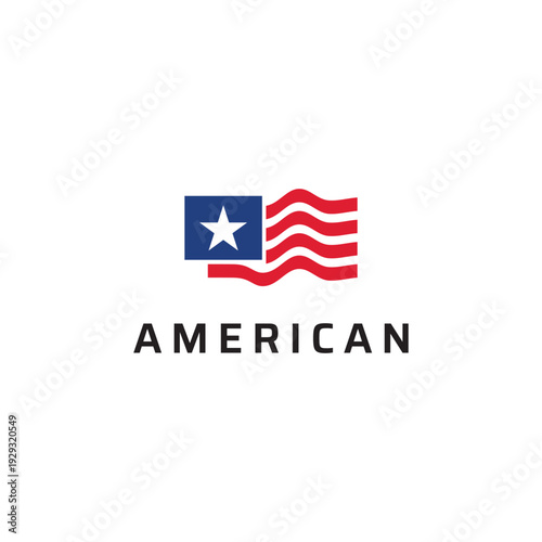 Simple american flag abstract logo template design.
