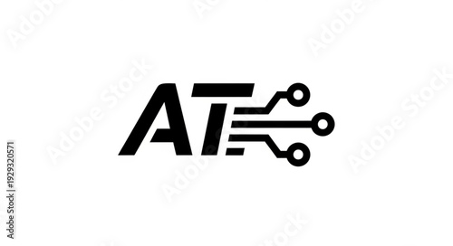 Modern AT Technology Logo - Innovative Digital Circuitry Design Concept.