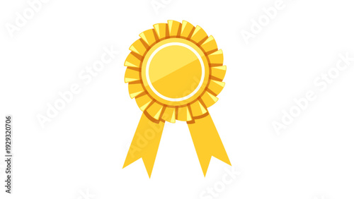 Gold Award Ribbon Badge for First Place Winner and Achievement Achievement