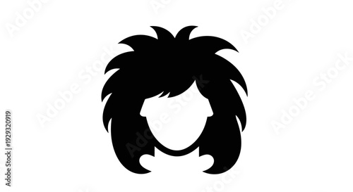 Black silhouette of womans hairstyle.