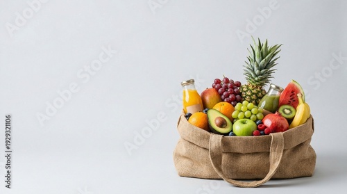 Closeup vertical composition of a reusable burlap
