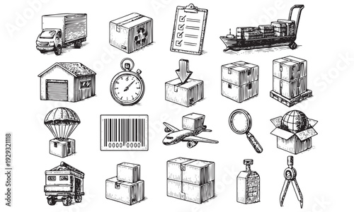 Vintage Logistics Icon Set