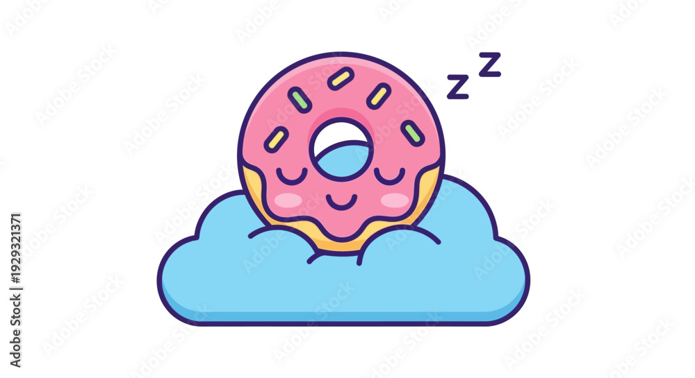 Fototapeta premium Sleeping Donut on Cloud Dreaming.