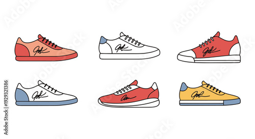 Signed Shoes Line abstract dynamic style vector