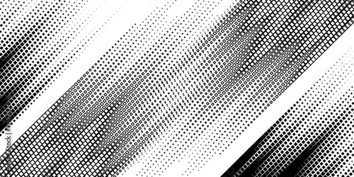 Grunge halftone gradient background. Faded grit noise texture. White and black sand wallpaper. Retro pixelated backdrop. Anime or manga style comic overlay. Vector graphic design textured template