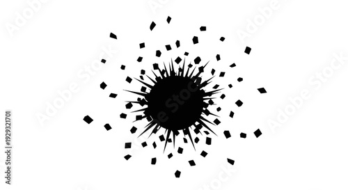 Black ink splatter on white background.