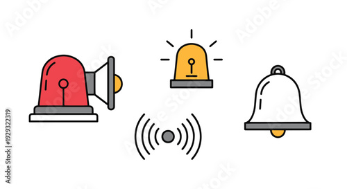 Siren Alarm Line art soft tone color