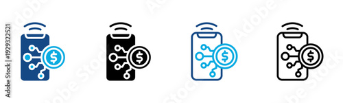 Digital Money Icon Multiple Style Vector Illustration