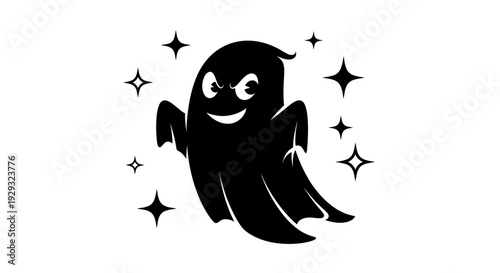 Smiling Cartoon Ghost Character Design.