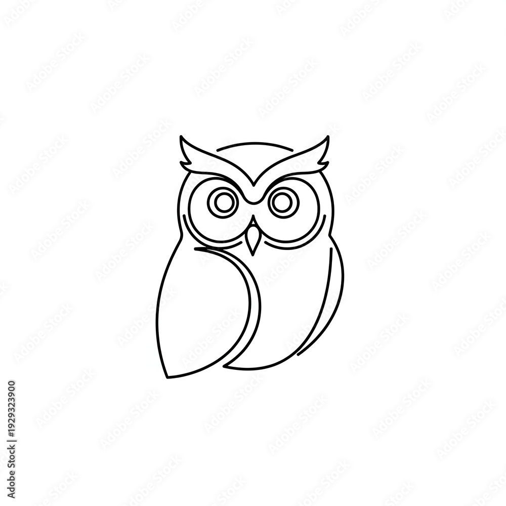 Obraz premium Monoline Owl Mascot