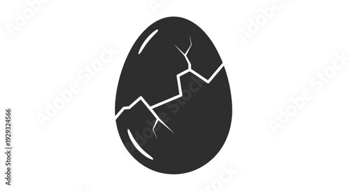 Cracked black egg shell closeup.