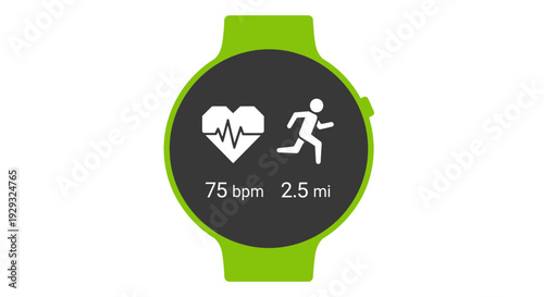 Green smartwatch with fitness tracker and heart rate monitor