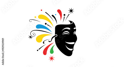 Theatrical Comedy Mask Design Element.