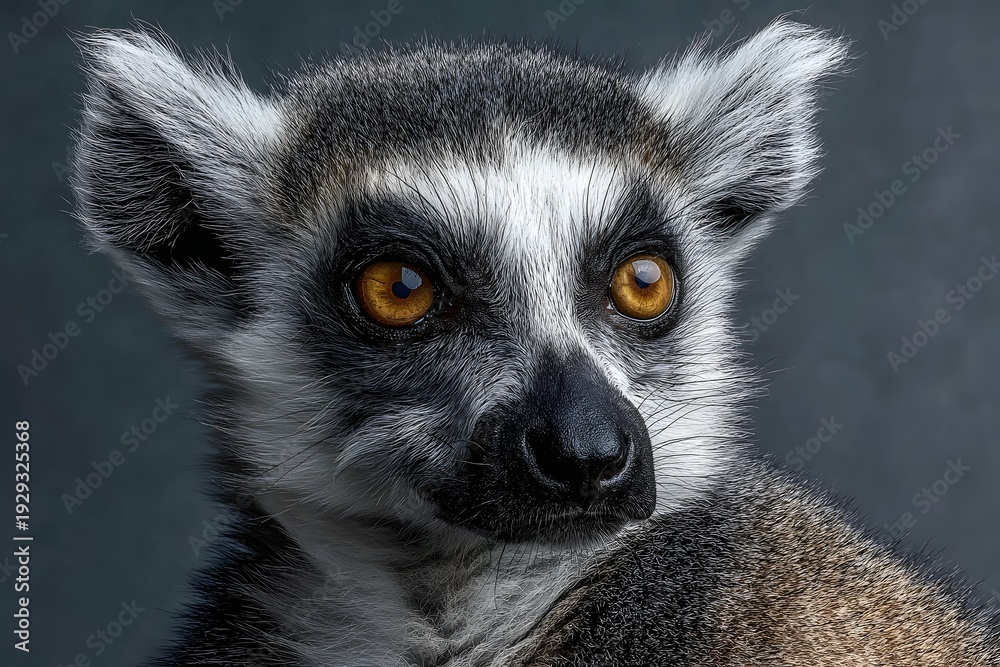 Obraz premium A curious lemur's striking eyes evoke wonder and gentle fascination.
