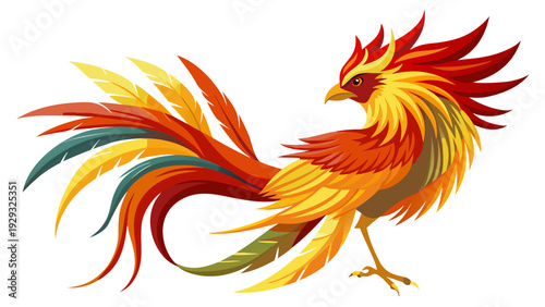 Colorful Phoenix Bird Illustration Symbol of Rebirth and Power