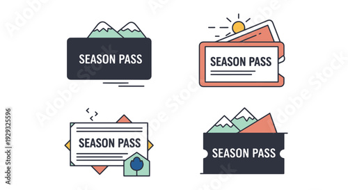 Season Pass Line art dynamic creative tone vector