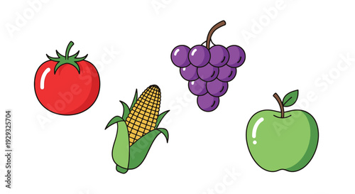 Seasonal Produce minimal digital color illustration