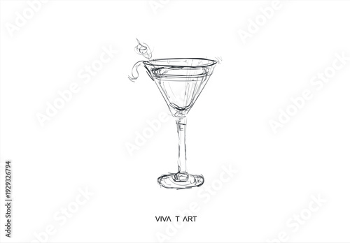 vector hand drawn cocktail in sketch style