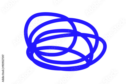 くるくる手描き線風アイコン　落書き風ベクター　青