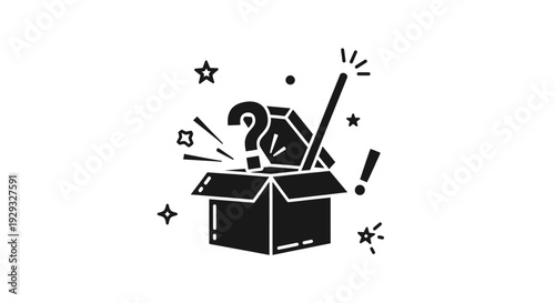 Black question mark in a box.