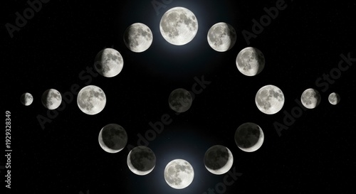 Lunar Cycle Phases in Space.