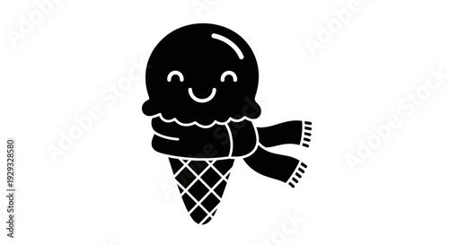 Smiling ice cream cone character.