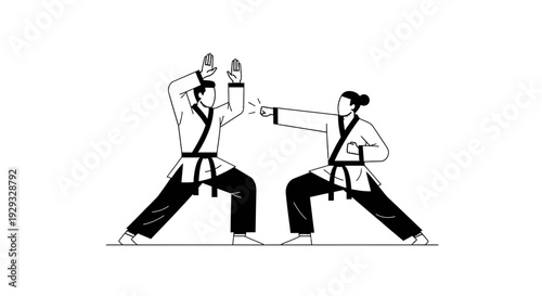 Martial Arts Duo Training Karate Combat Fighting