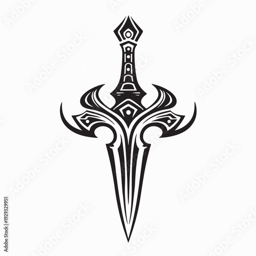 Legendary Ancient Sword with Sharp Blade Vector Logo Illustration Design