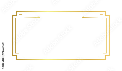 Golden Frame Vector. Decorative Golden Ornate Label Frame with Double Line Border. 