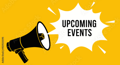 Announcing Upcoming Events Through a Bold Graphic Design with Megaphone and Speech Bubble