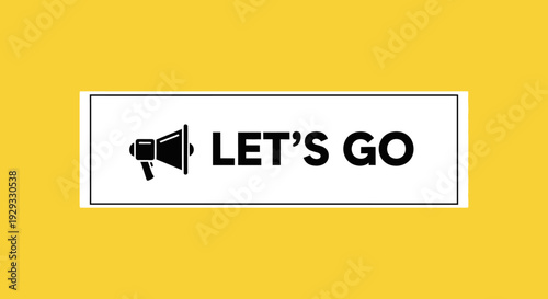 Bold graphic announcement with megaphone icon and message on bright yellow background