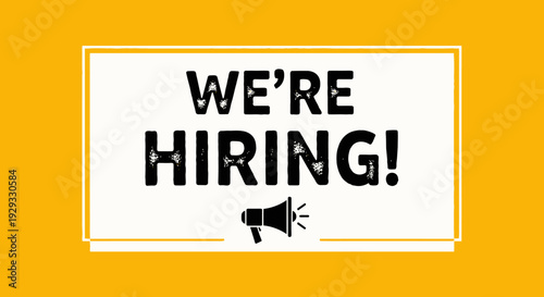 Bold Hiring Announcement with Megaphone on a Yellow Background, Employment Promotion