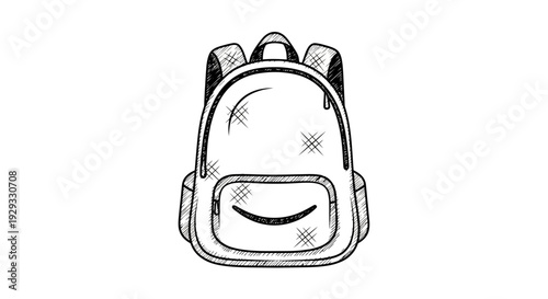 Black and white backpack illustration.
