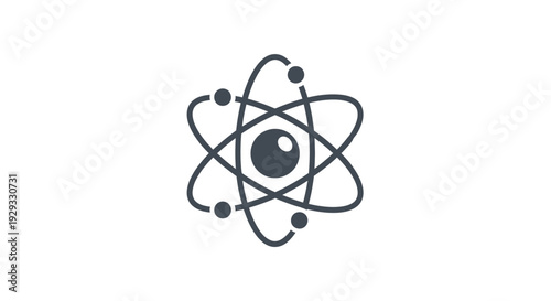 Atom Icon with Eye Symbol - Science and Research Concept