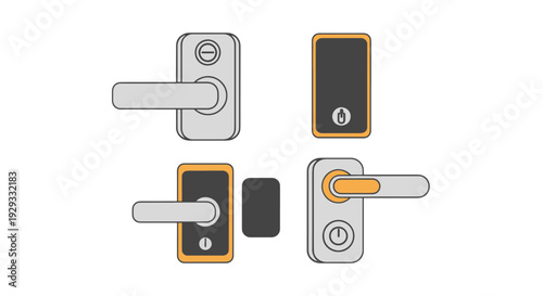 Smart Door Lock Line minimal abstract design illustration