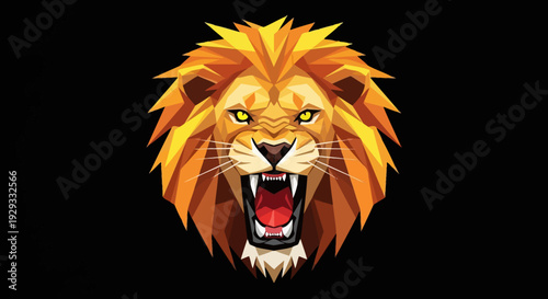 Angry Lion Head Illustration with Mane.