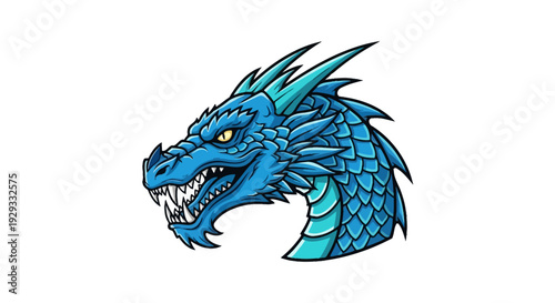 Blue Dragon Head Illustration Mythical Creature.