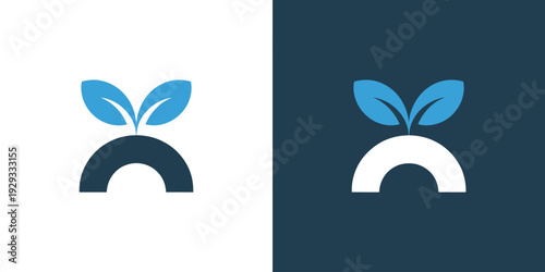 Simple plant logo with leaves growing
