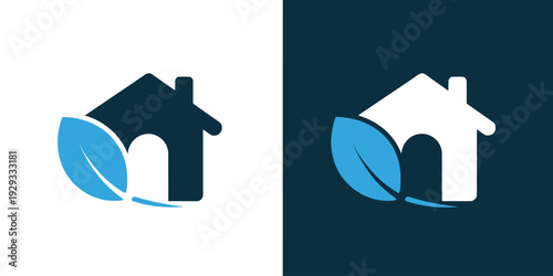 House and leaf eco symbol
