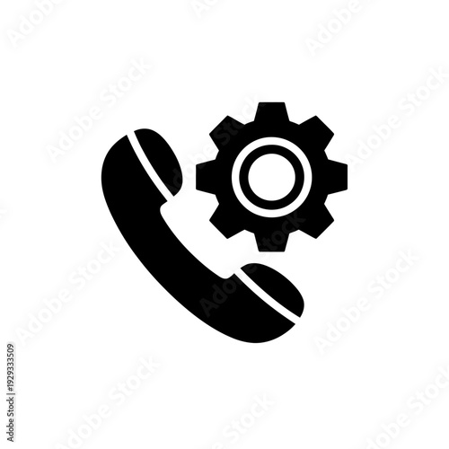 Telephone receiver with gear icon