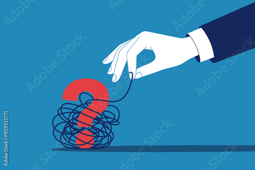 Hand untangling a question mark symbol