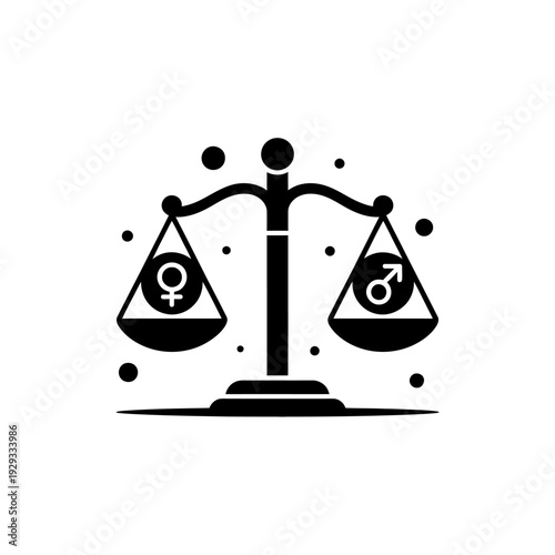 Equality balance scale with gender symbols