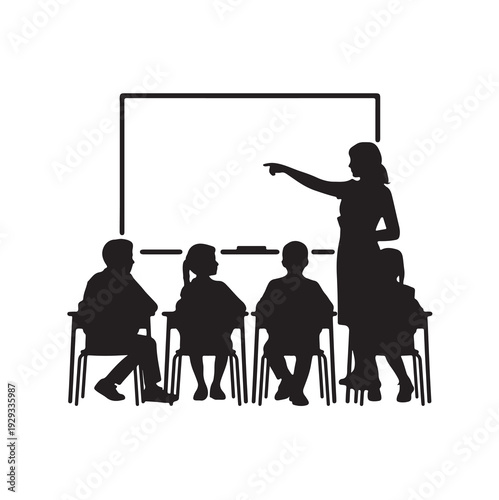 Classroom Teacher Silhouette with Students