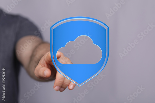 Hand touching cloud computi...
