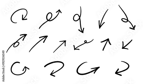 ペンの手書きの矢印セット ベクター黒	
