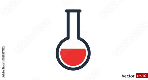 Laboratory Flask with Red Liquid - Science and Research Icon
