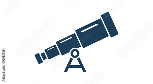 Telescope icon, exploration, discovery, science, astronomy, research, looking