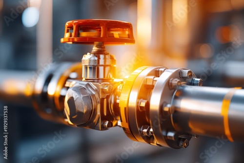 Close-Up View of Automated Valve System for Efficient Control and Monitoring in Industrial Settings
