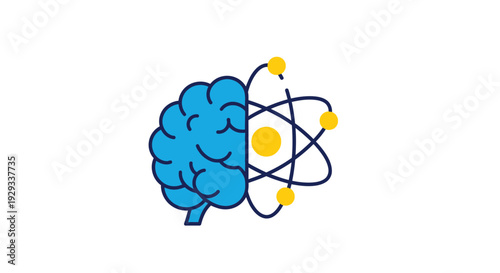Brain and Atom Symbol Hybrid - Science and Mind Concept