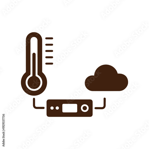 Temperature sensor connected to cloud server vector icon